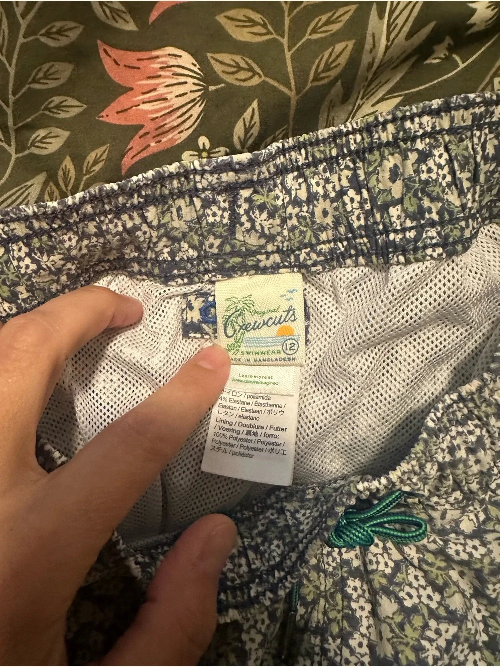J. Crew Floral Swim Trunks Boys 12 Single back pocket